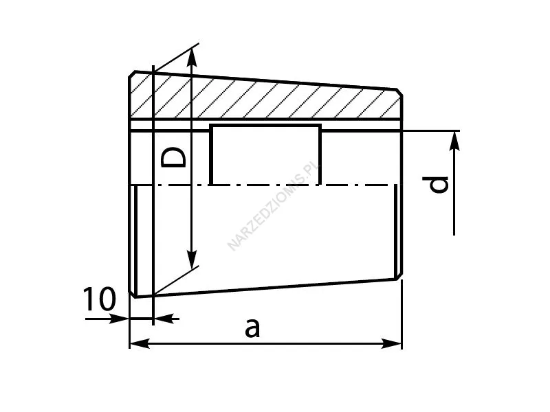 Rysunek techniczny: Tuleja stożkowa do trzpieni frezarskich: T.7272 FI16/FI47 80mm - KOLNO